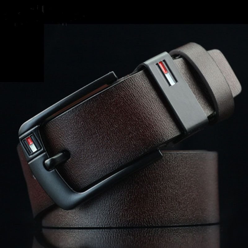 Tommy Hilfiger Men’s Genuine Leather Dress Belt with Matte Black Signature Buckle – Dark Brown